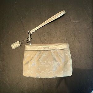Vintage Coach silver pleated wristlet like new!